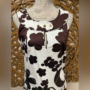 Tory Burch Brown and White Floral Midi Dress